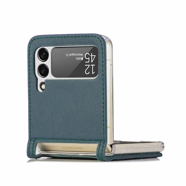 Anti -Falling Matte Leather Cover Case For Samsung Galaxy Z Flip4 5g Flip 4 Flip3 Flip 3 Folding Design Fashion Phone Bag