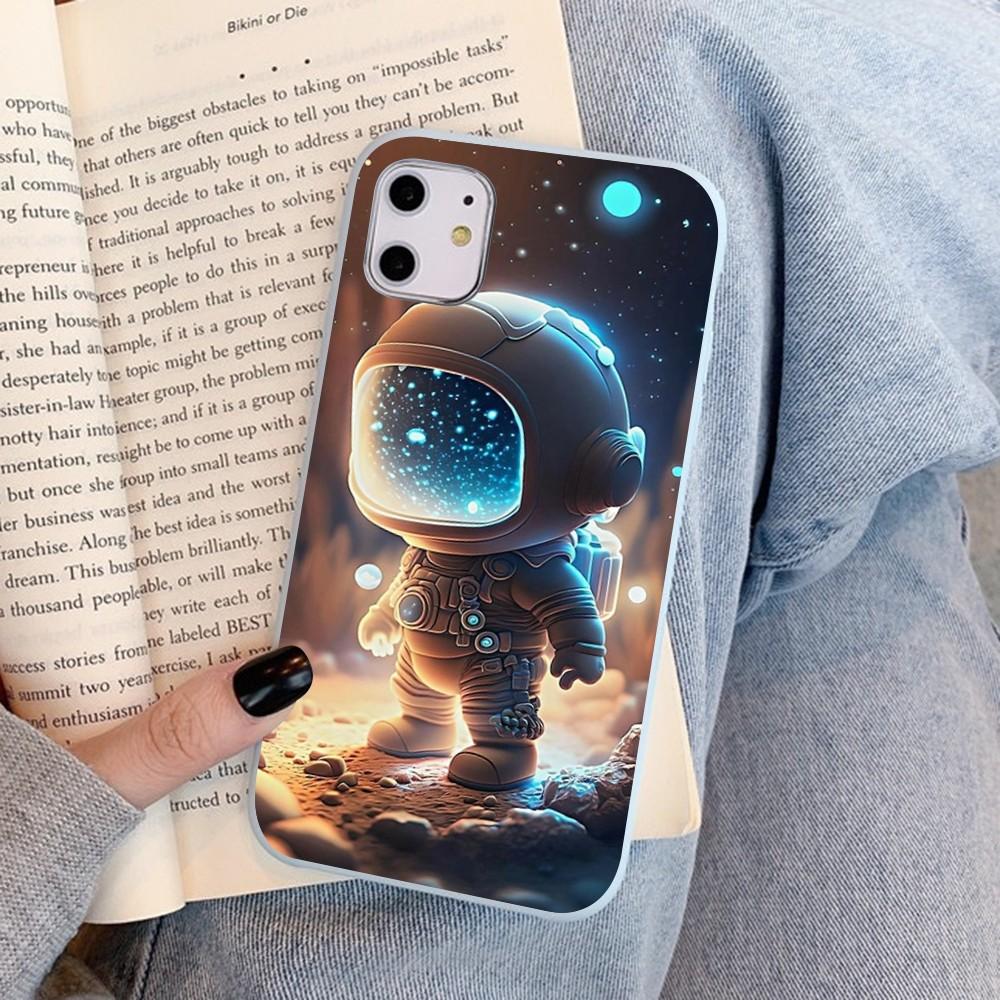 Мультяшный чехол для телефона с изображением космонавта для IPhone 14 11 12 13 Mini Pro Xs Max 8 7 6 6S Plus X XR, однотонный цветной чехол