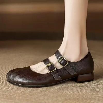 Модная женская обувь 2024 года, высококачественные женские туфли-лодочки с пряжкой, весна-осень, квадратный носок, однотонные, повседневные туфли на низком каблуке