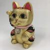 Large Maneki Neko Feng Shui Gold Traditional Craftsman Toko Kakinuma Wooden Doll Made In Japan (beckoning Cat)