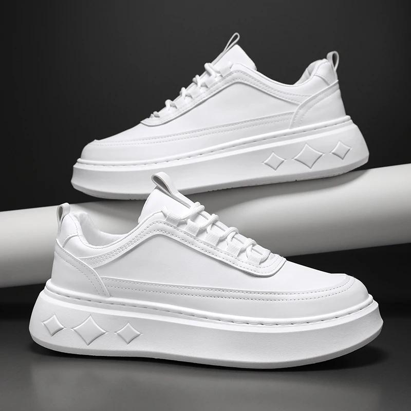 Новые модные тенденции, универсальные повседневные мужские маленькие белые туфли на толстой подошве, дышащие, весенние и осенние, размер 39-44