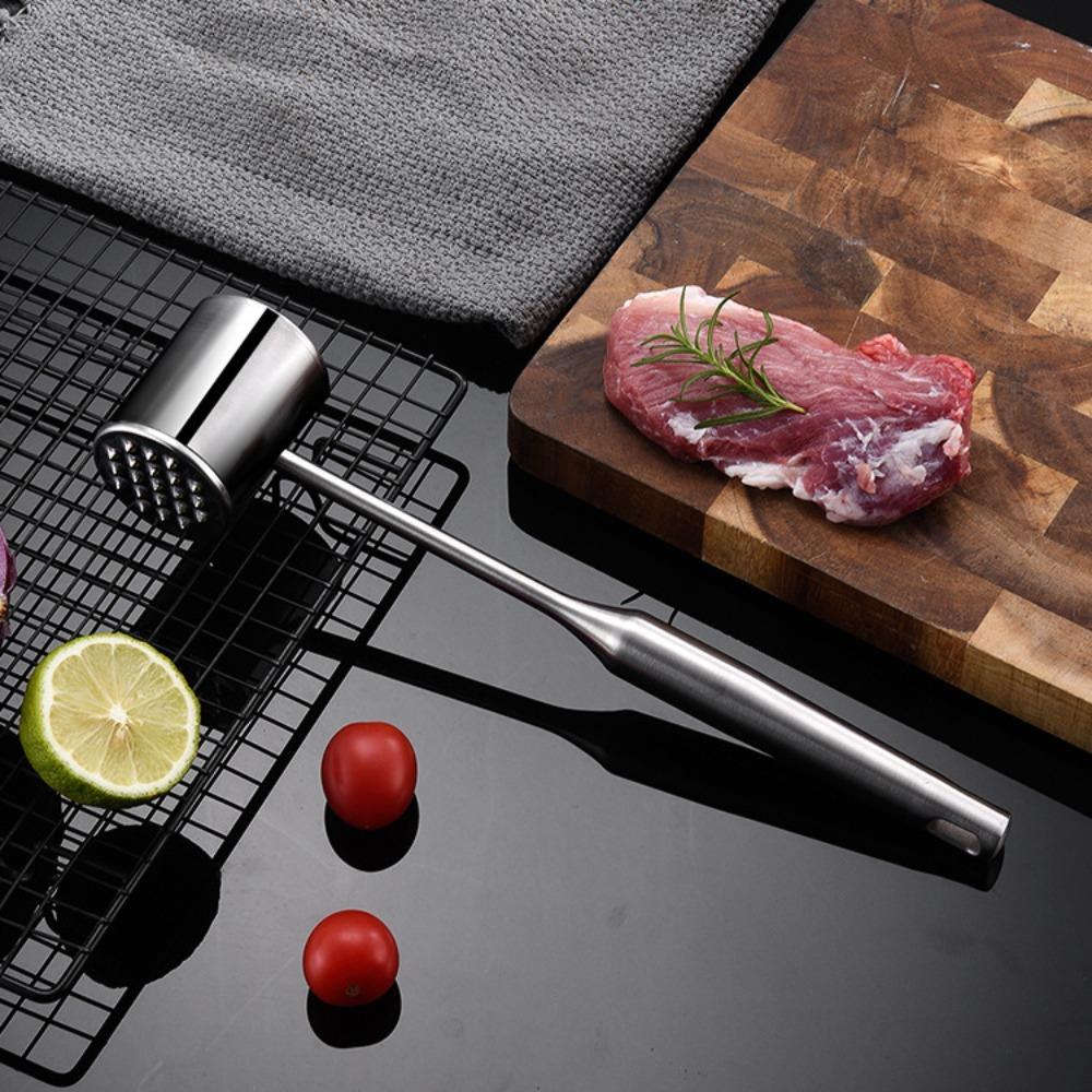 Double-side Meat Hammer Stainless Steel Steak Mallet Kitchen Beef Hitting Tool  Meat Preparation