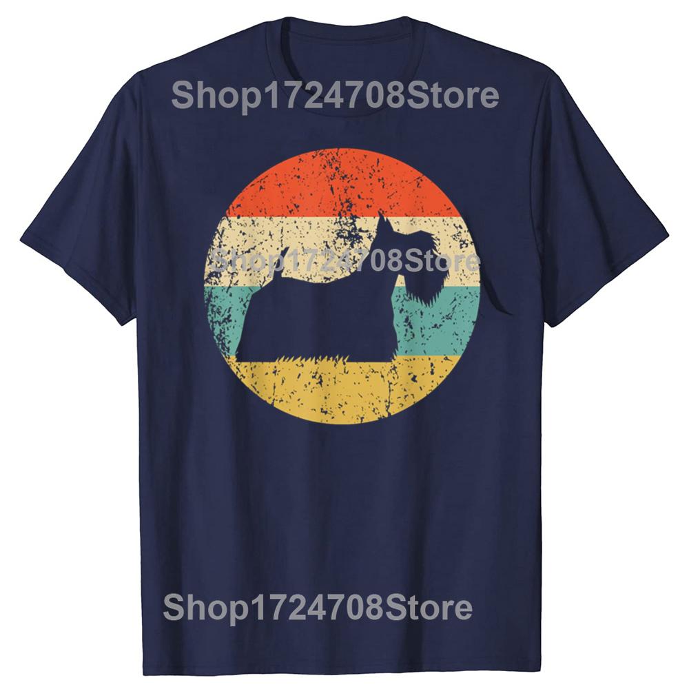 Забавный шотландский терьер винтажный ретро футболка Скотти собака мужская женская модная повседневная футболка 100% хлопок свободная футболка оверсайз