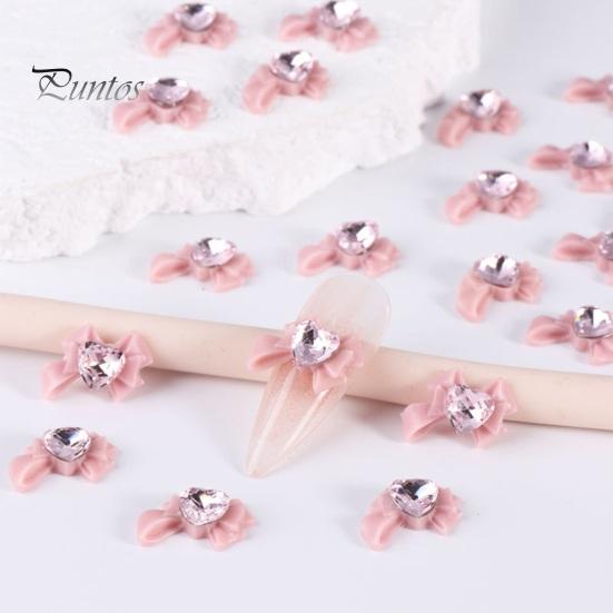 10 шт., украшения для ногтей, 3D сердце, искусственный кристалл на розовом банте, подвески для дизайна ногтей, стразы, чехол для телефона, аксессуары для декора, принадлежности для маникюра