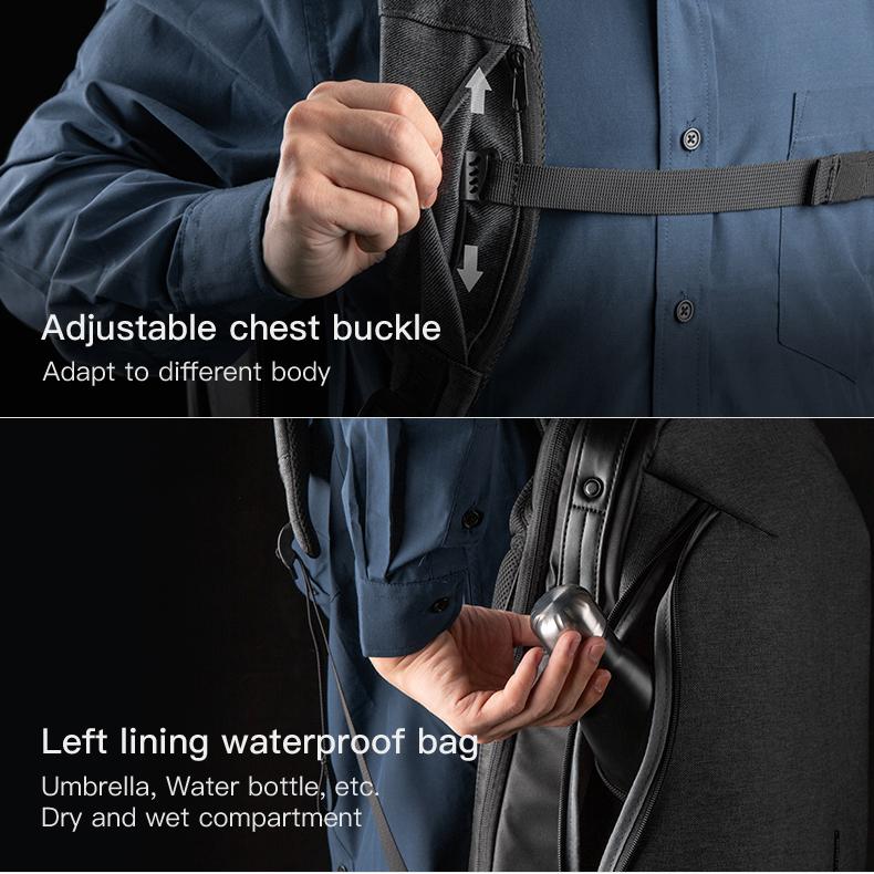 Men Backpacks Kingsons 180° Open Anti-theft Customs Lock with USB Charging Port Male Backpack 15.6 Inch Laptop Backpack Gray KS3204W