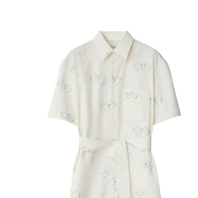 Burberry SS24 Short Sleeved Dress Women's White 80961761