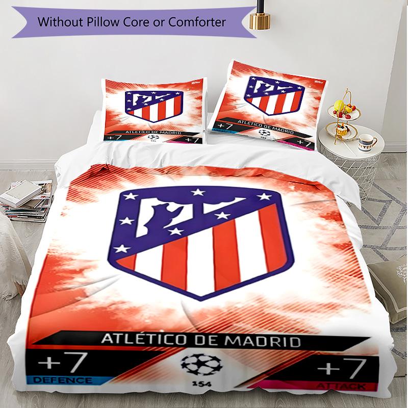 3pcs Duvet Cover Set (1*Duvet Cover + 2*Pillowcase, Without Core), football club Print Soft All‑Season Bedding Set, Home Bedroom Decor Gift