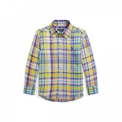 Рубашка в клетку из льна для детей Polo Cwpowovt6820376999