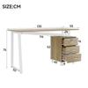130*55*75cm, Spacious Desk with Storage, High-Density MDF Material, Drawer Slides, Triangular Braces, Easy to Assemble and Clean, Natural Wood + White