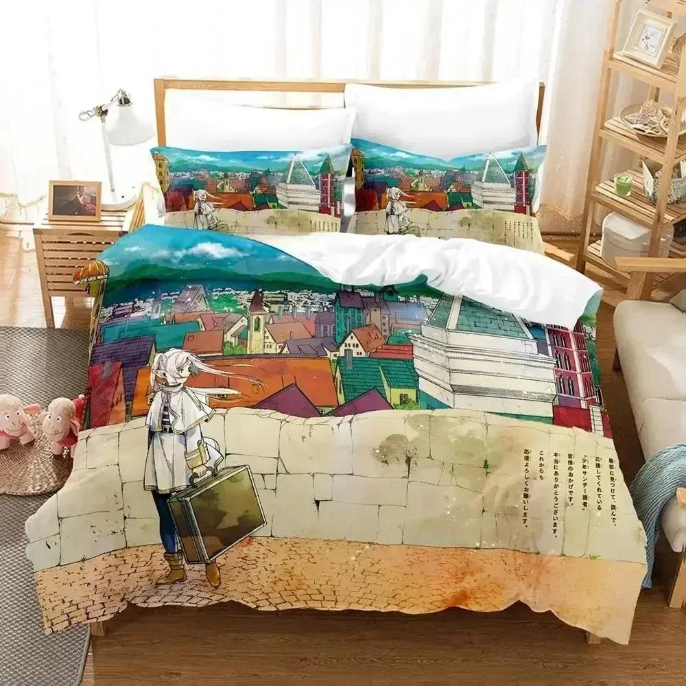 3D Печать Аниме Новая Фрирен Принтованный Комплект для Кровати Пододеяльник Наволочка Постельный Комплект Постельное Белье Простыня Пододеяльник Полный Размер Королева Кинг