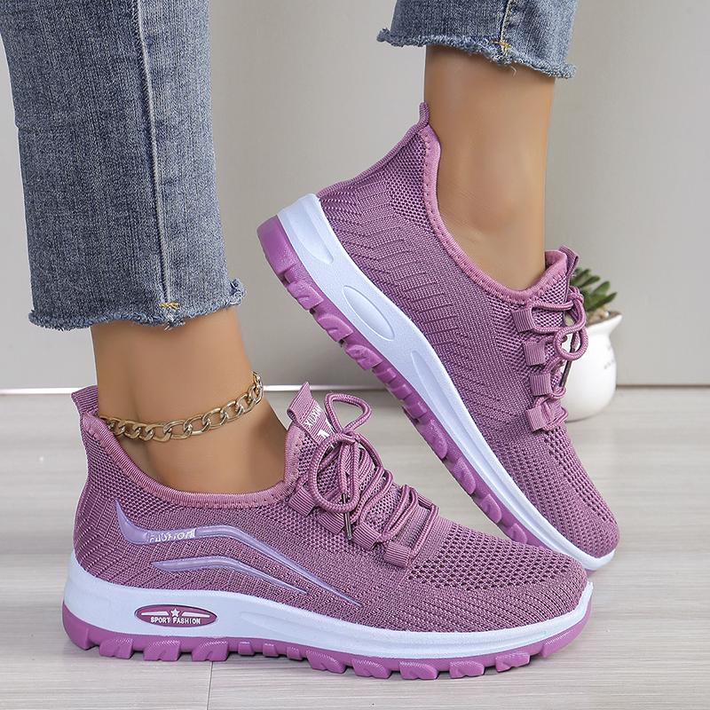 Fashion Lightweight Non Slip Walking Shoes for Women Mesh Breathable Knitted Sneakers Woman 2024 Spring Autumn Casual Purple Sneakers