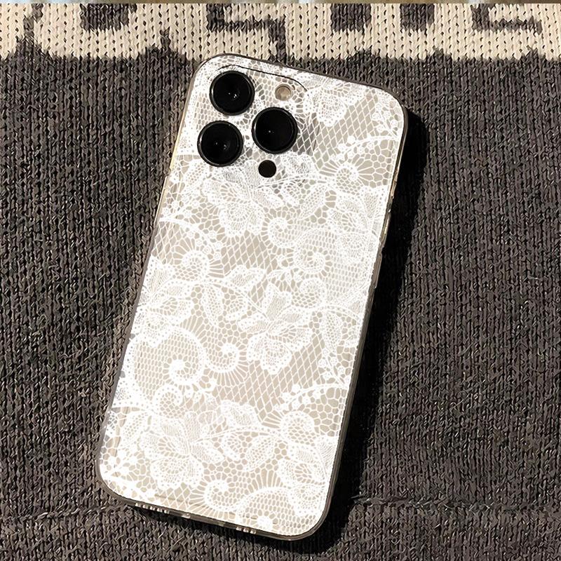 Винтажный Белый Кружевной Прозрачный Чехол Для Телефона Для iPhone 17 Pro 16 15 Pro Max 14 13 12 11 17Air XS X XR 7 8 Plus 16E Ударопрочный Мягкий Чехол