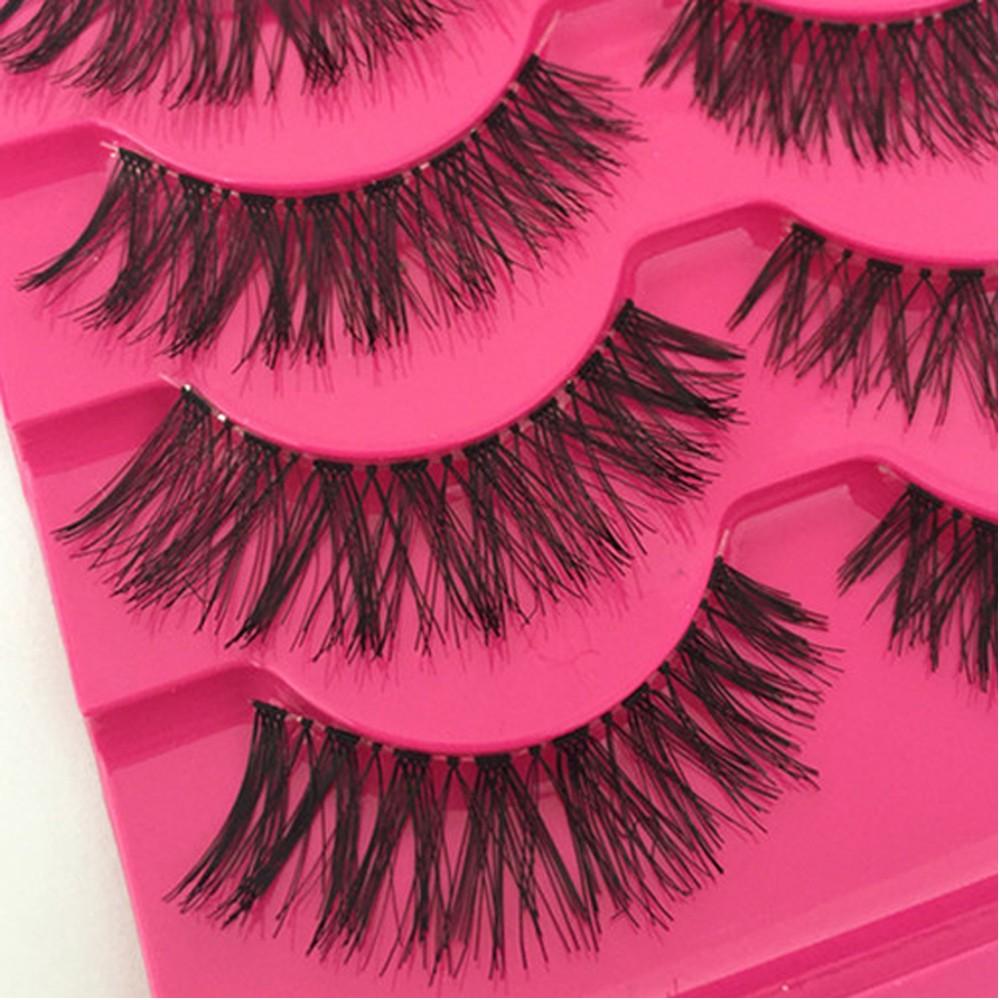 5 Pairs Cosmetic Long Cross Soft Thick Handmade Black False Fake Eyelashes Eye Lashes Extension