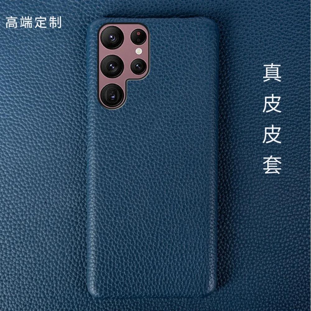 Высококачественный кожаный чехол из коровьей кожи для Samsung Galaxy S23 Ultra S24 S25 Plus S26 5G S22 S21+ S20 FE Note 20 Ultra Жесткий чехол для телефона
