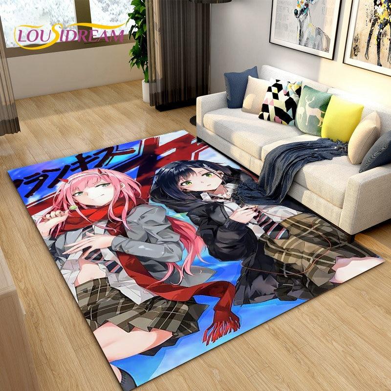Zero Two DARLING In The FRANXX Коврик в стиле аниме, Коврик для гостиной, спальни, дивана, коврик для украшения, детский нескользящий напольный коврик
