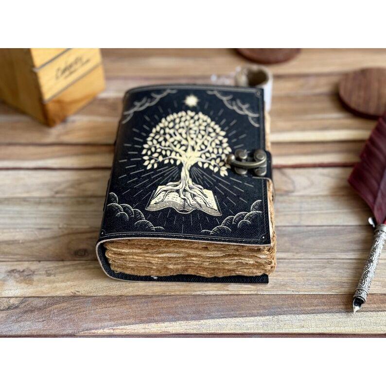 Журнал из кожи Древо жизни - Винтажные кожаные блокноты для женщин - Красивый журнал Для зарисовок Книга для путешествий Пустая