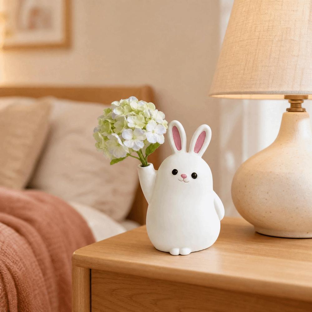 3D Printed Plastic Rabbit Vase Cartoon Desktop Ornament Succulent Planter Gift for Plant Lovers