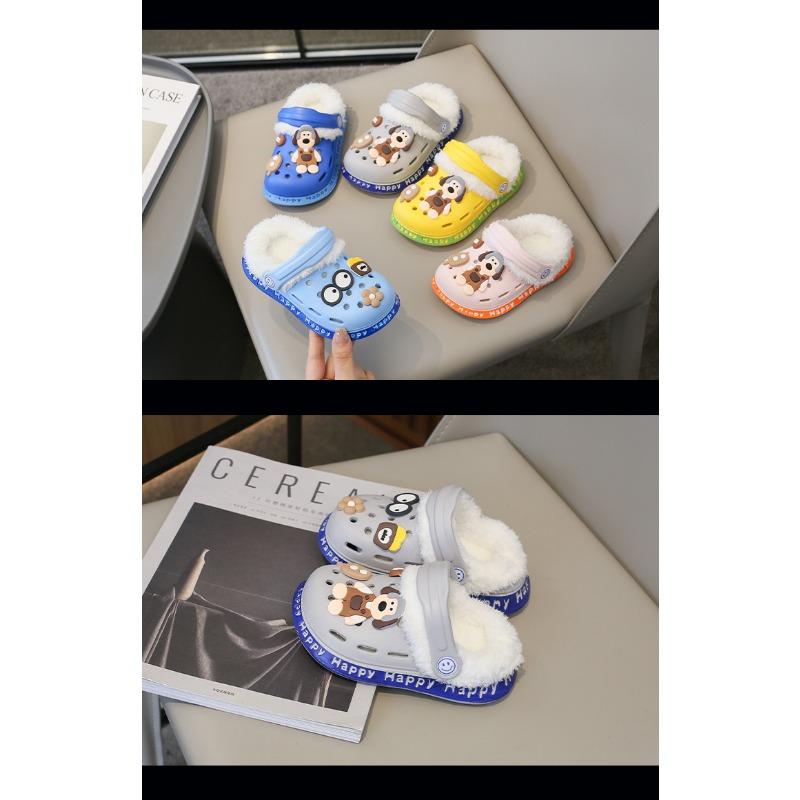 Съемная детская обувь с симпатичным зимним теплом и плюшем, теплая, хлопковая обувь, хлопковые тапочки