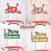 10pcs/lot Gold Red Merry Christmas Party Cake Toppers Decoration for Xmas Decoration Supplies2022