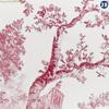 1 шт. Французская шторка для душа Toile De Jouy с вишневым цветением - Розовый цветочный узор с клетчатыми крючками, Прочный, поддающийся машинной стирке, Комплект