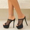 Fashion 2024 New Platform Slippers Women Fashion Breathable Mesh Peep Toe Extreme High Heels Sandals Summer Shoes Lady Sexy Pumps