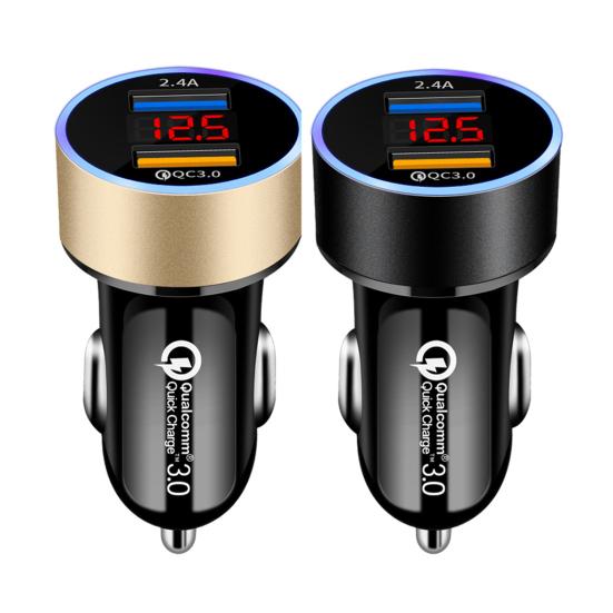 Универсальный прочный цифровой дисплей 5VQC3.0+2.4A, двойной USB-адаптер автомобильного зарядного устройства