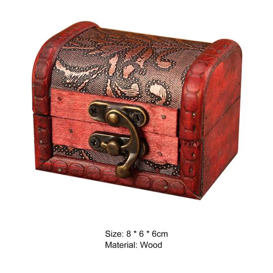 Wooden Box Vintage Style Floral Craft Old Memory Touch Jewelry Storage Wooden Treasure Case for Collection
