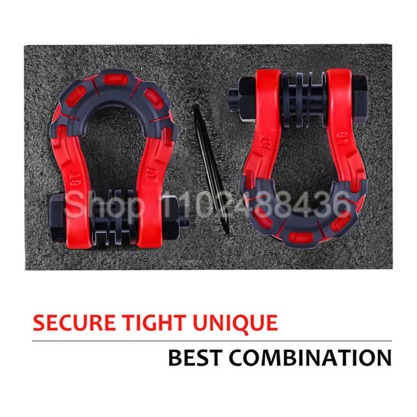 2 Pcs Trailer U-hook 8 Ton 3/4" D-ring Shackles Set u-hook loop hook trailer rope automobile SUV Offroad Parts Towing Hook