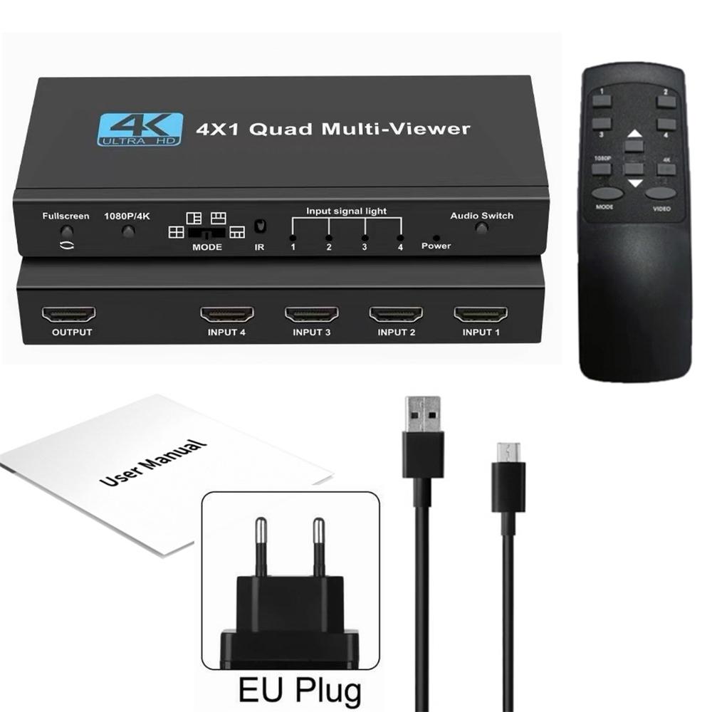 Мультивьюверный коммутатор 4x1 HDMI-совместимый четырехканальный бесшовный коммутатор 4 в 1 выход поддержка 4K 30 Гц для PS4 камера компьютер на телевизор монитор