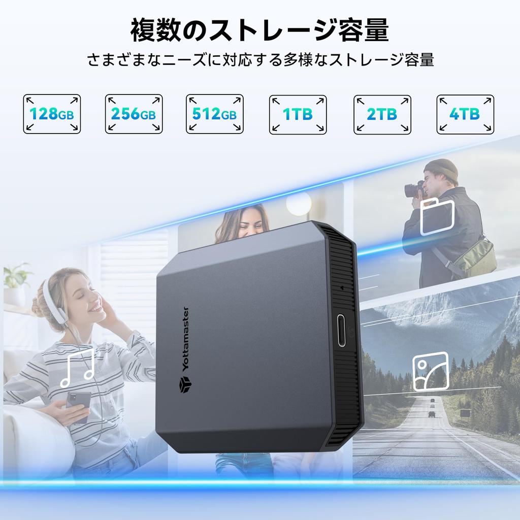 Внешний SSD Yottamaster Максимальный 2 в 1 ремешок для кабеля Портативный SSD Маленький и легкий Совместимый с iPhone 256 ГБ, 460 МБ/с, USB-C/A и в комплекте,