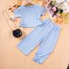 Girls Sweet Short T and Loose Cropped Pants Casual Wide Leg Set 2025 Summer Children's Fashion Set