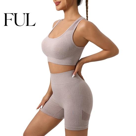 Breathable Yoga Bra Shorts 2Pcs/Set Women Fitness Outfit U-Neck Sleeveless Sport High Clothing Waist Leggings Set Seamless Elastic Slim Design