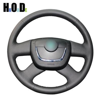 Чехол на руль из черной искусственной кожи ручной работы для Skoda Octavia 2009-2013 Citigo 2011-2012 Roomster Fabia