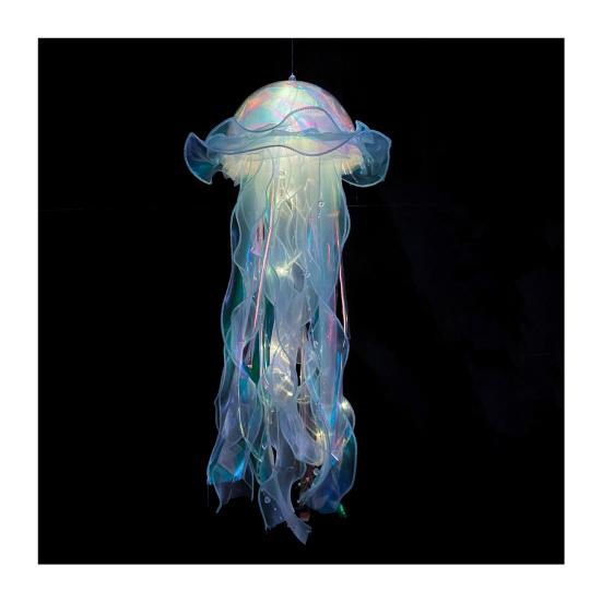 Colorful Jellyfish Lamp Portable Jellyfish Lantern with Handle LED Nightlight for Room Garden Porch