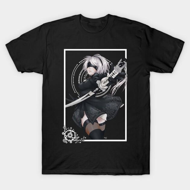 2B Nier Automata Waifu Shirt. Anime Nier Automata Waifu Senpai Black T Shirt V6