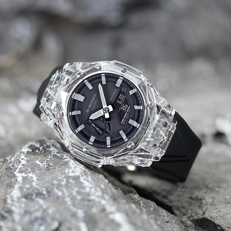 Casio Унисекс Часы с жидкокристаллическим/аналоговым двойным дисплеем Серия Черные GA-2100-1A(Watch4--)