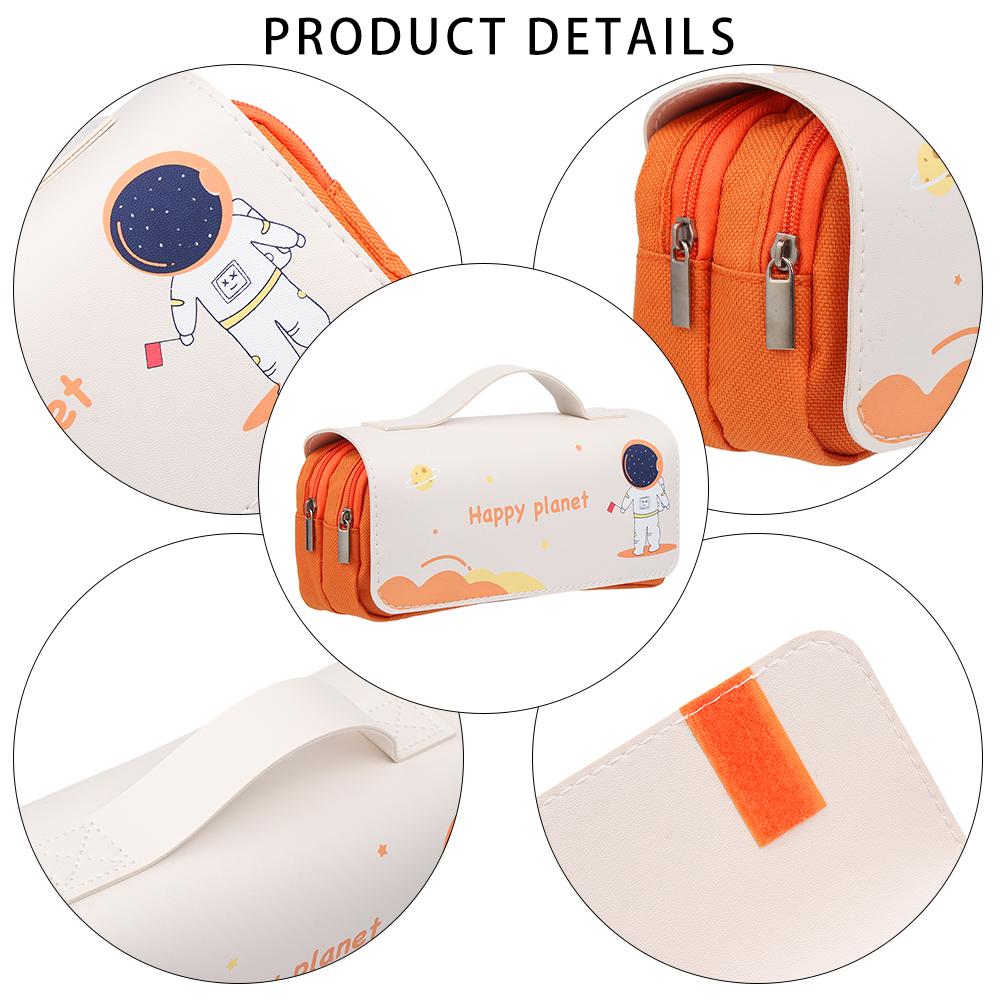 Organizer Double Zipper Handbags Big Pen Bag Cosmetic Storage Makeup Pouch Astronaut Pencil Case