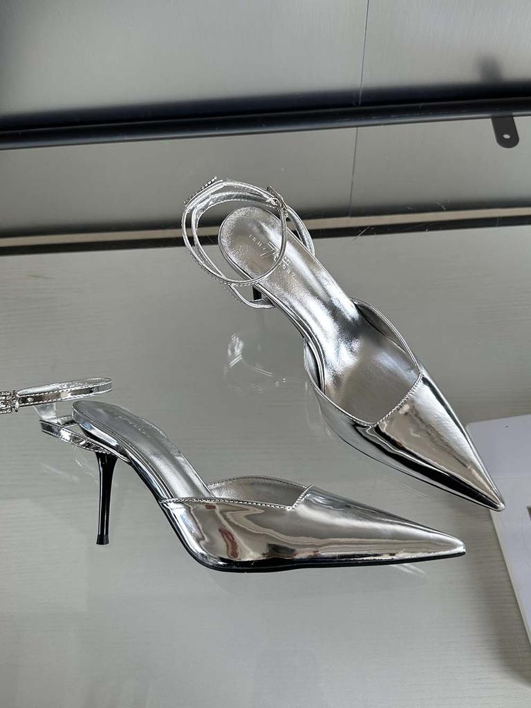 Модные серебряные золотые черные женские босоножки с острым носком летние туфли на тонком высоком каблуке туфли-лодочки для вечеринок с ремешком на щиколотке размер 35-39