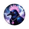 Tire Cover With A Fantasy Crow Totem, Made Of Polyester Fiber, Featuring Black Feathers And A Pink Crystal Head With A Pink Gems