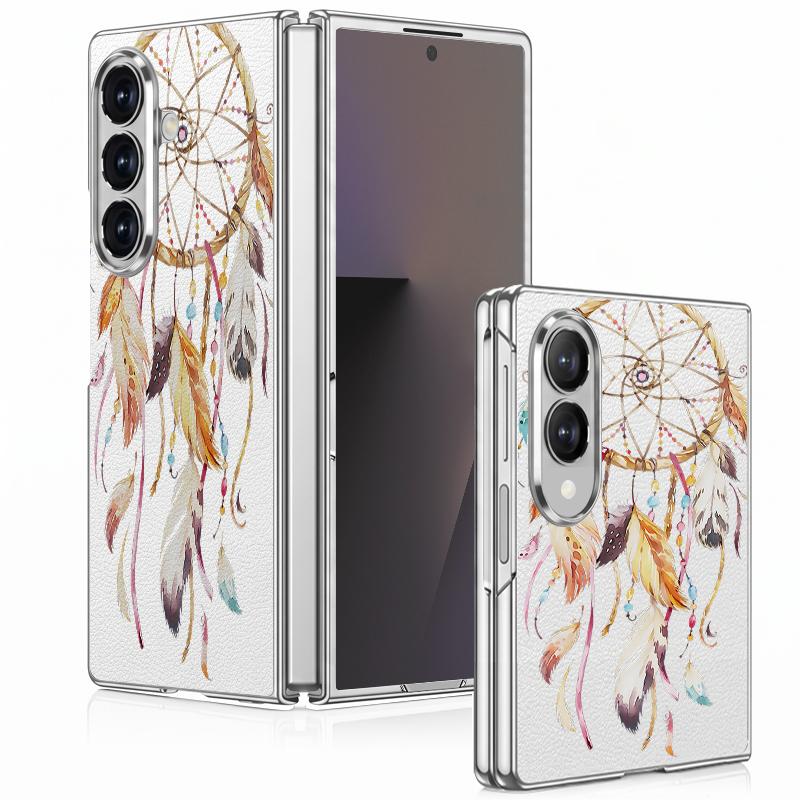 Чехол-домик с ловцом снов, кнопки, блоки для Samsung Galaxy Z Fold 8 Ultra 7 6 5 4 Z Fold8 Fold7 Fold6 Fold5, роскошная кожаная накладка с покрытием