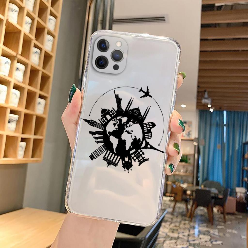 Чехол для телефона с картой мира для пары путешественников Для iPhone 15 14 13 12 11 Pro Max Mini XS XR X 7 8 Plus Чехол-оболочка Силиконовый Парный Fundas