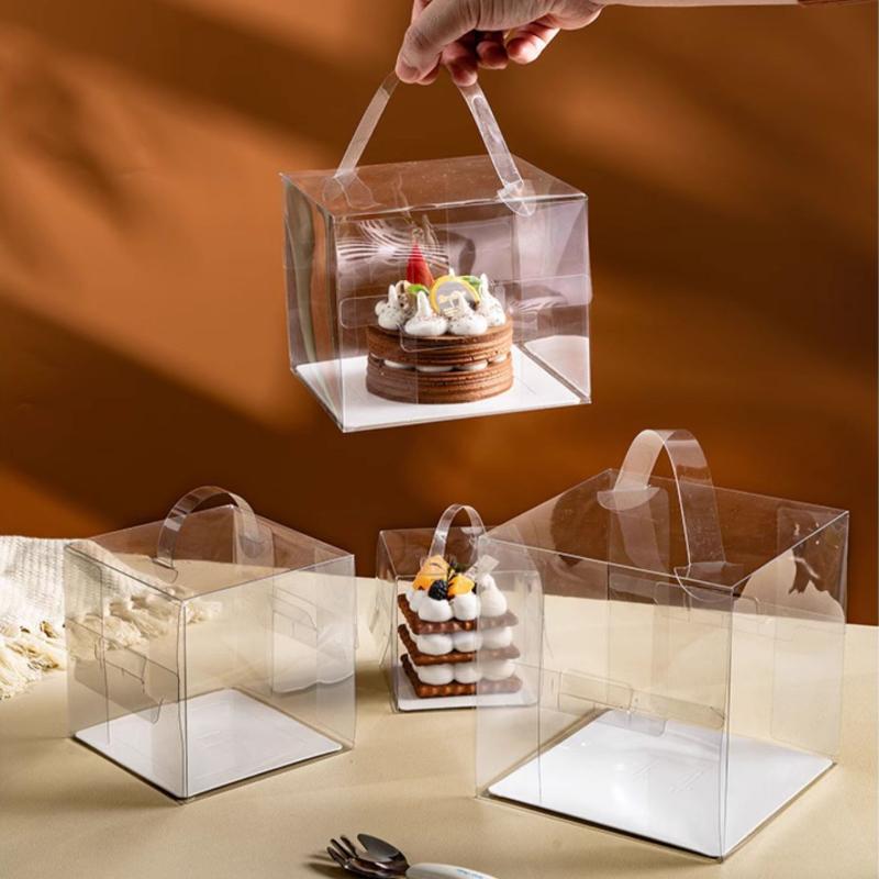 10 комплектов маленькой коробки для торта, 2 дюйма, 3 дюйма, прозрачные квадратные портативные коробки для десертов, герметичная и видимая портативная упаковка для торта ко дню рождения