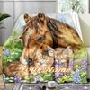 1PC Custom Name Horse Kitten Flowers outdooor Flannel blankets Patterns Throw Blanket All-Season Soft Gift for Couch, Bed, Camping gifts