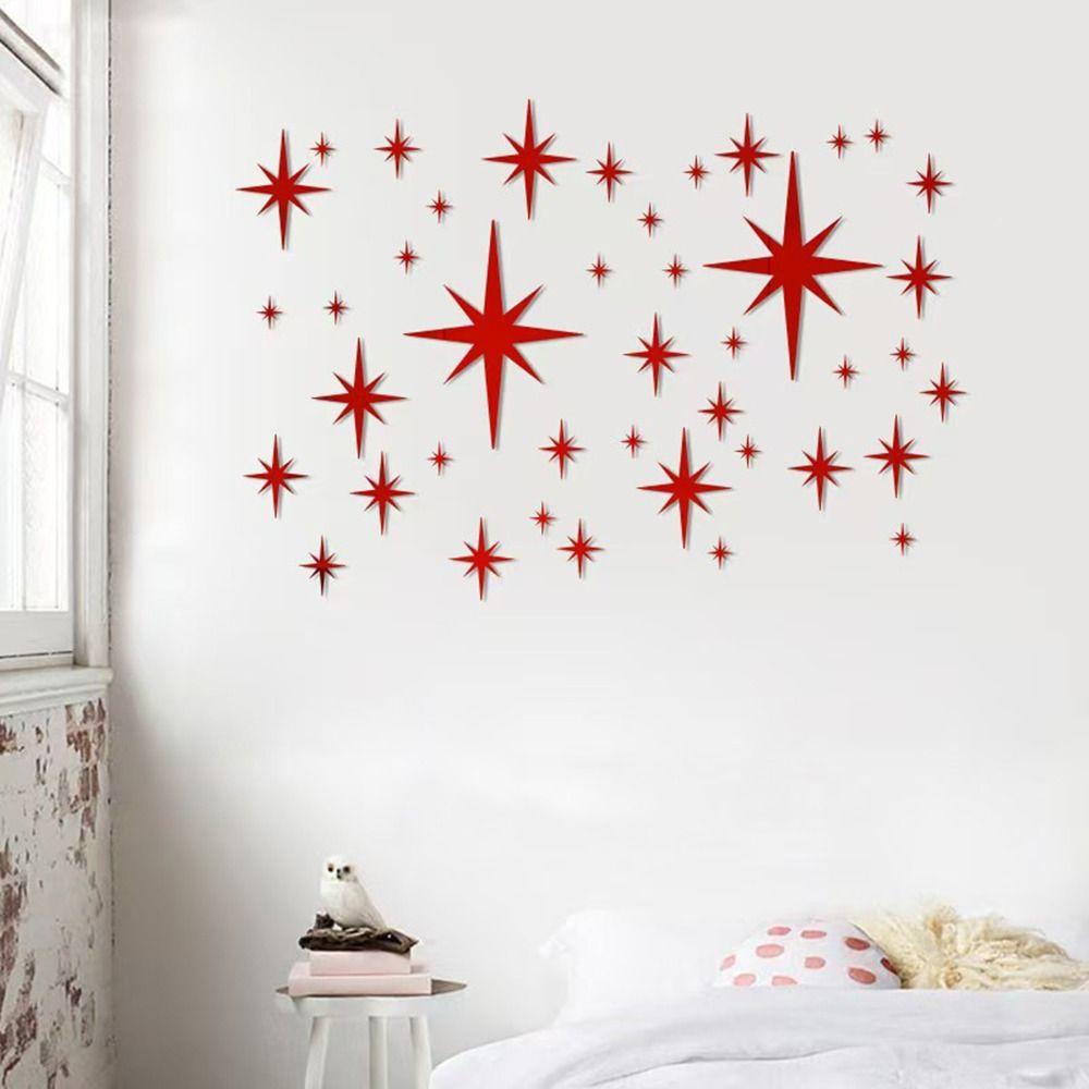 42PCS Starburst Pattern Mirror Wall Stickers Starburst Wall Stickers  Bedroom Decor