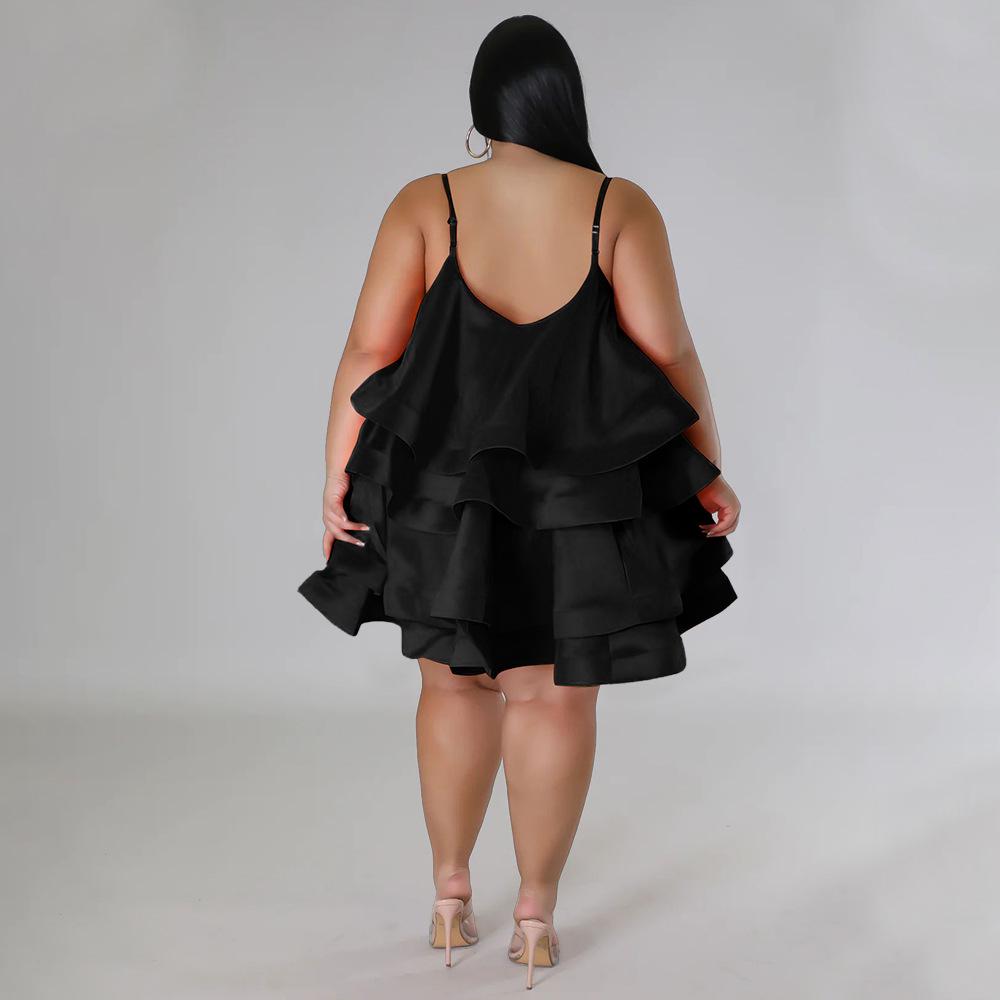 N7808 Европейское и американское женское сексуальное платье без рукавов с оборками и регулируемыми бретелями