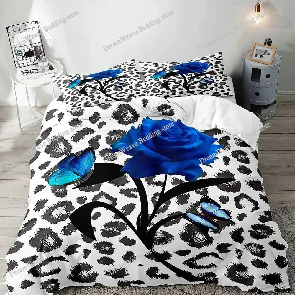 Leopard Duvet Cover Queen Bedding Sets, Black Luxury Comforter Quilt Cover,Fashion Cheetah Print Gifts for Men Women Luxury Gift