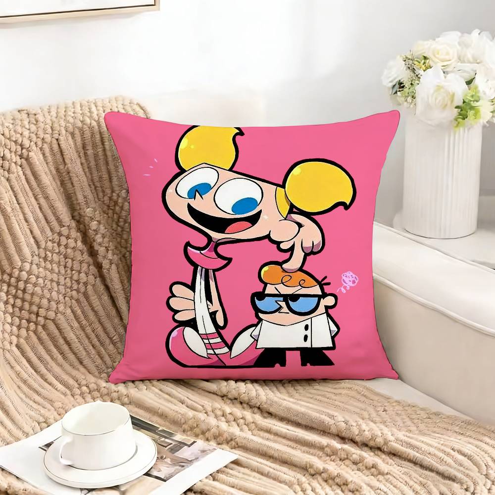 DDexters LLaboratoryDL Pillow Case Square DoubleSided Sofa Cushion Cover Bedroom Bedside Pillow