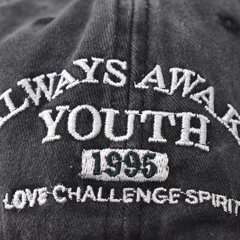 Cotton Washed Old YOUTH Letter Baseball Cap Men's and Women's Outdoor Four-season Cap