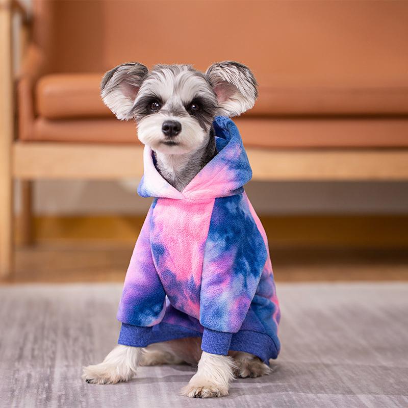 Pet Clothes Autumn Winter New Clothing Poodle Golden Retriever Labrador Medium Large Dogs Fashionable Tie Dye Two Legged Hoodie