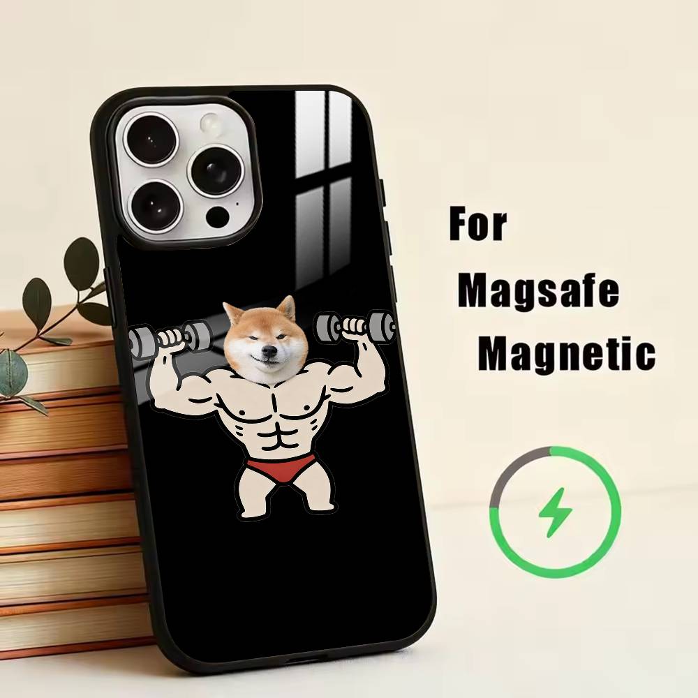 Cartoon Muscle Animals Phone Case For iPhone17,16,15,14,13,12,11 Plus,Pro Magnetic with Magsafe Wireless Charging